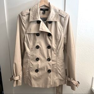 *NWOT* Forever 21 Short Trench Double Breasted Coat - Khaki, Sz M